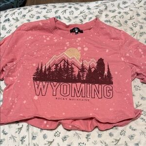 Wyoming Rocky Mountains Graphic Crop Top - Pink